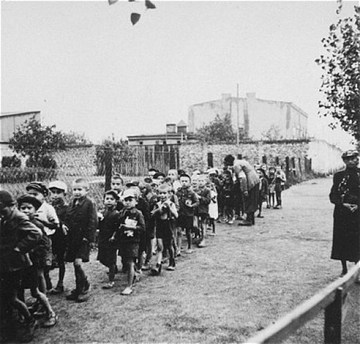 Children leaving the Lodz ghetto for the death camp at Chelmno