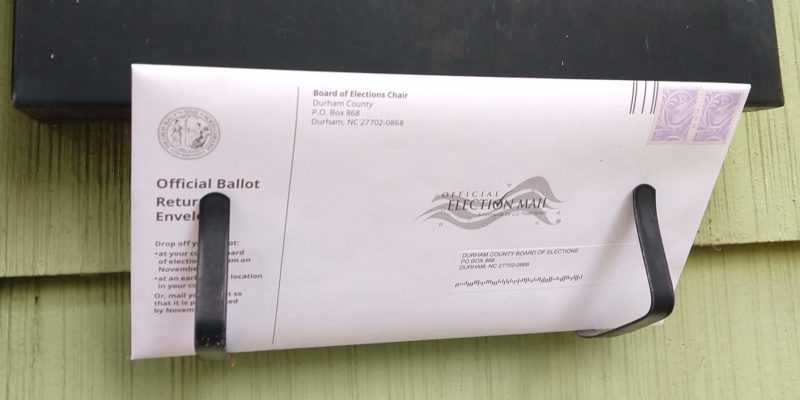 Absentee ballot in a mailbox
